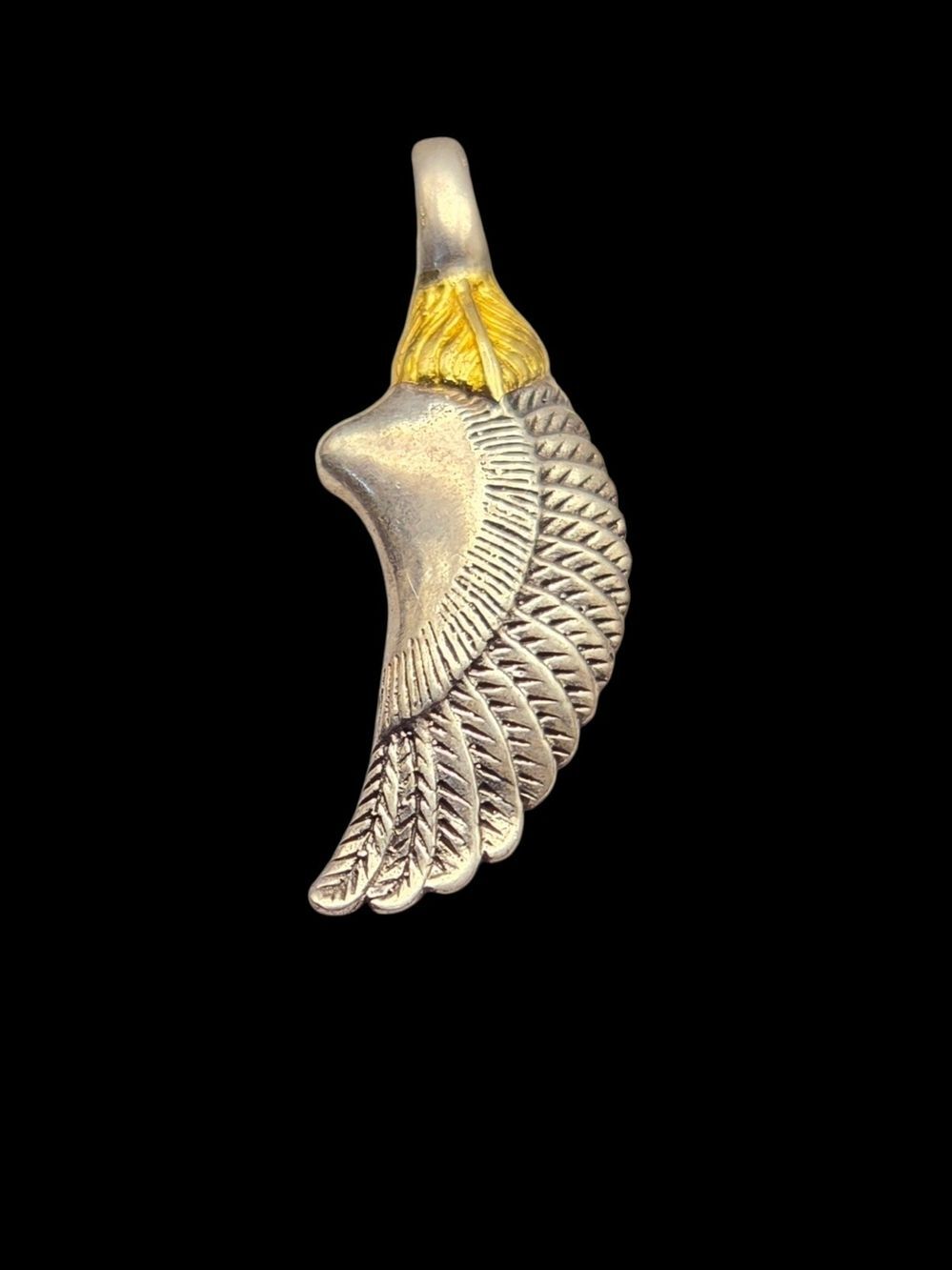 925 Silver Gold Plated Eagle Wing Feather Pendant